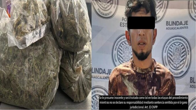 Presunto distribuidor de droga fue detenido con 400 gramos de mariguana