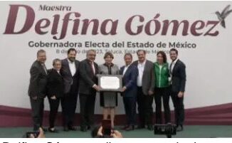 Delfina Gómez recibe constancia de mayoría como gobernadora electa en Edomex