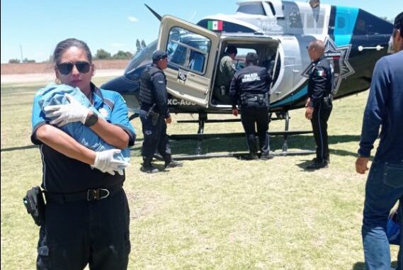 Helicóptero "Halcón Uno" de la Policía Municipal de Aguascalientes trasladó de emergencia a Mujer de Asientos al HGZ 3 del IMSS en Jesús María