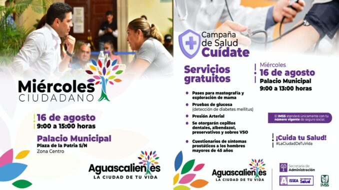 Campaña de salud “Cuídate” en Palacio Municipal de Aguascalientes