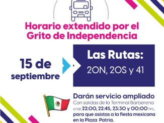 Dispone Gobernadora Tere Jiménez servicio especial de taxis y camiones urbanos para quienes acudan al Grito de Independencia