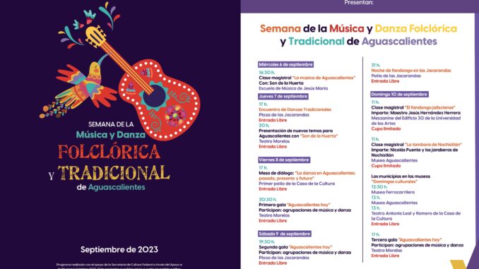 Programación de la Semana de la Música y Danza Folclórica y Tradicional de Aguascalientes