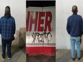 Por realizar pintas en calles de la Colonia El Riego,Policías Municipales de Aguascalientes detienen a dos personas del sexo masculino, durante la madrugada de este día