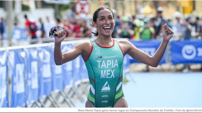 La triatleta mexicana Rosa María Tapia sube al podio de la Copa Brasilia 2023
