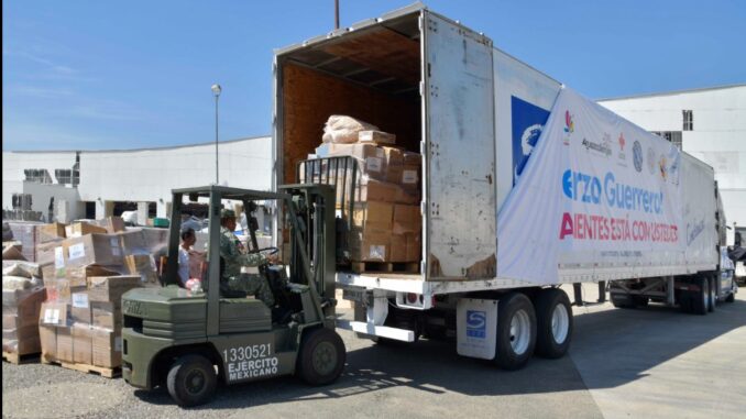 Llega ayuda enviada desde Aguascalientes a Guerrero, SEDENA la distribuye entre damnificados