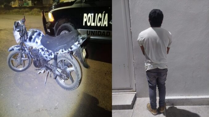 Policías Municipales de Aguascalientes detienen tras persecución a un sujeto que tripulaba una motocicleta con reporte de robo