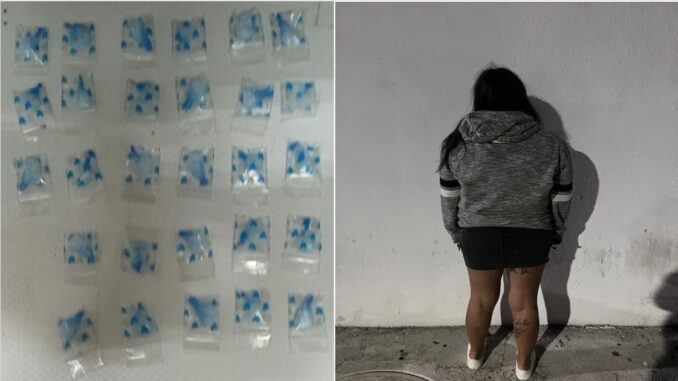 Presunta distribuidora de sustancias al parecer ilícitas fue detenida por Policías Municipales de Aguascalientes