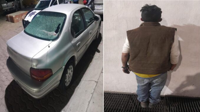 Policías Municipales de Aguascalientes detienen a una persona en Las Viñas; por el probable delito de daños a la propiedad privada