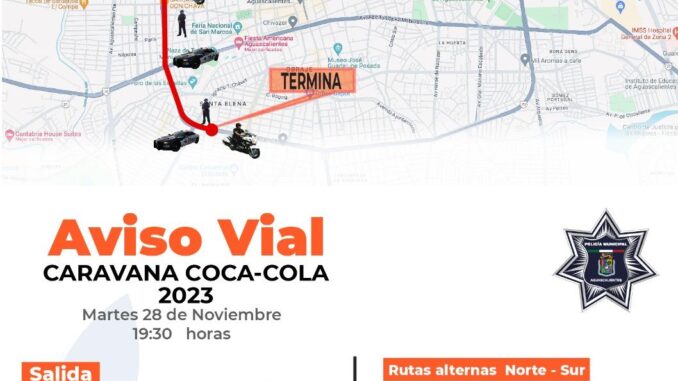 Prepara la Secretaría de Seguridad Pública Municipal de Aguascalientes operativo vial y preventivo con motivo de la "Caravana Coca Cola 2023"