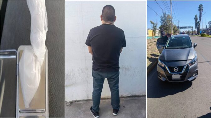 Con 23 gramos de sustancia granulada al tacto con las características del cristal, persona del sexo masculino es detenida en Santa Anita, por Policías Municipales de Aguascalientes