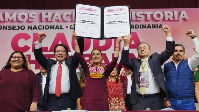 Por Unanimidad, el Consejo Nacional de MORENA declara a Sheinbaum candidata a la Presidencia de México