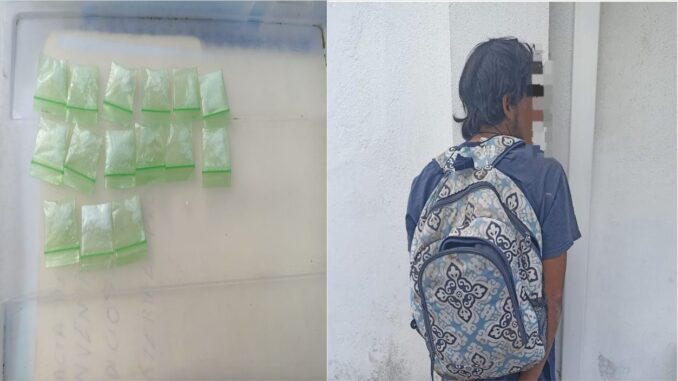 Presunto distribuidor de sustancia granulada al tacto con las características propias del cristal, fue detenido en la comunidad Los Arellano por Policías Municipales de Aguascalientes