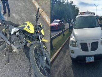 Choque entre un vehículo y motocicleta fue intervenido por Policías Viales de Aguascalientes