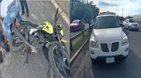 Choque entre un vehículo y motocicleta fue intervenido por Policías Viales de Aguascalientes