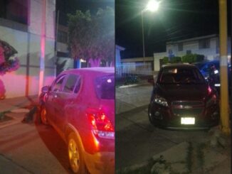 Choque que se registró en calles del fraccionamiento Las Américas fue intervenido por Policías Viales de Aguascalientes
