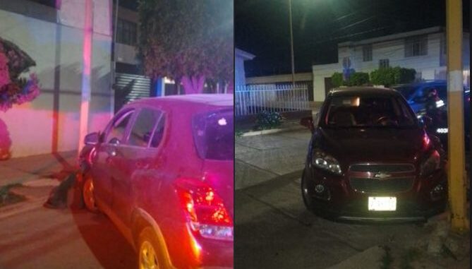 Choque que se registró en calles del fraccionamiento Las Américas fue intervenido por Policías Viales de Aguascalientes