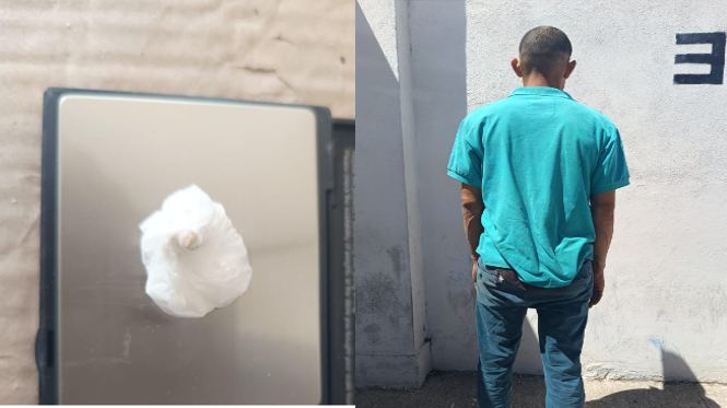 Policías Municipales de Aguascalientes detienen a una persona en VNSA en posesión de sustancia granulada al tacto con las características propias del cristal