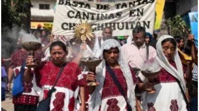 Indígenas protestan contra violencia del narcotráfico en Chiapas