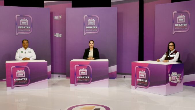 Realiza IEE debate entre aspirantes a la alcaldía de Pabellón de Arteaga