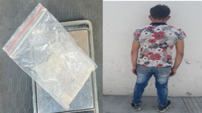 Policías Municipales de Aguascalientes detienen a sujeto en poder piedra granulada con las características propias del cristal