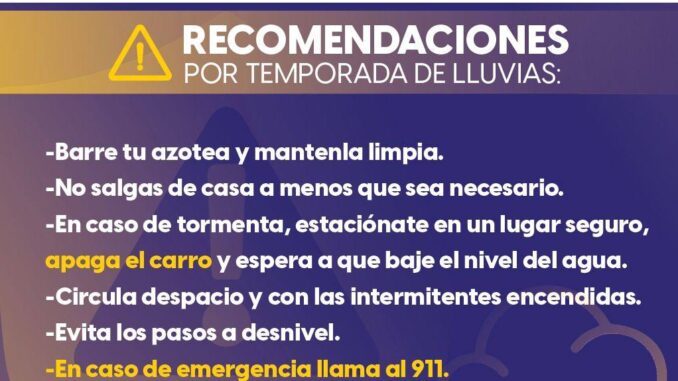 Recomendaciones de GobEdo al presentarse lluvias