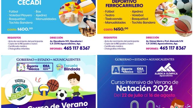 Inscripciones abiertas para Cursos de Verano en la Alberca Olímpica, Deportivo Ferrocarrilero y CECADI Ojocaliente