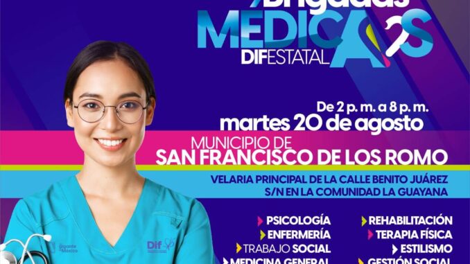 Este martes el DIF Estatal acercará Servicios Médicos gratuitos a San Francisco de los Romo