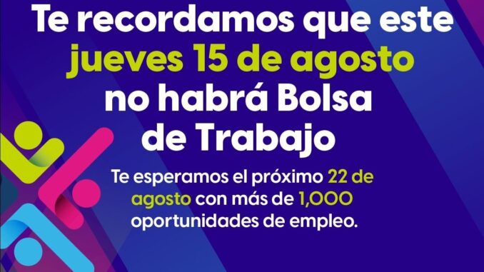 Jueves de Bolsa de Trabajo se reanudará el próximo 19 de agosto