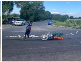 Auxilian oficiales a joven lesionado por caída de motocicleta