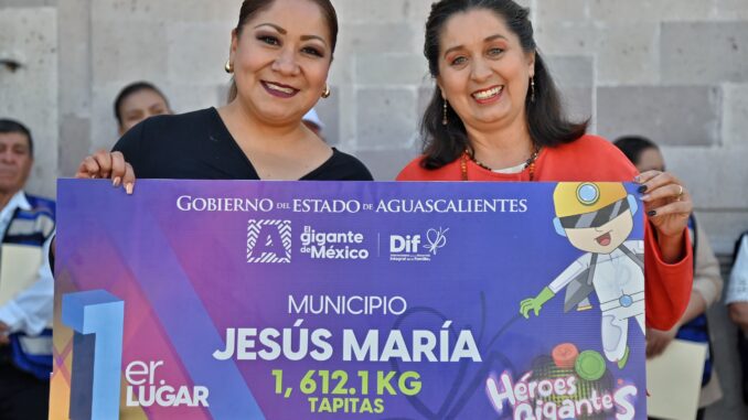 Obtiene Municipio de Jesús María Primer lugar en la Campaña "Héroes Gigantes" para recolectar tapas de plástico