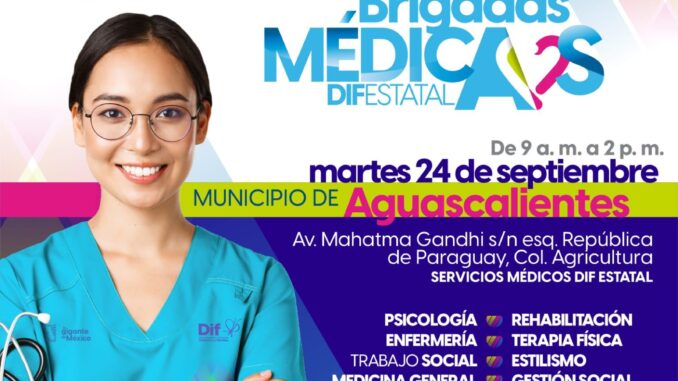 DIF Estatal anuncia Brigada Médica gratuita en Aguascalientes este 24 de septiembre