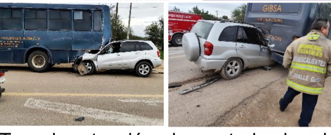 Rescatan elementos de Bomberos del Estado a dos personas atrapadas tras un accidente vial