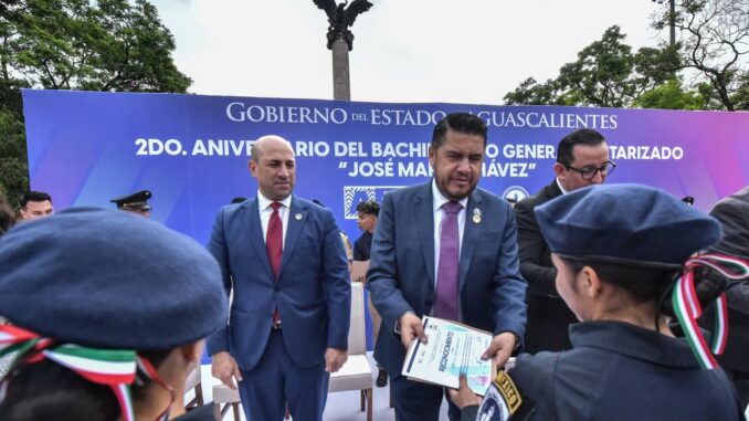 Secretario de la SSPE participa en el quinto aniversario del Bachillerato Militarizado, “Lanceros de Aguascalientes”