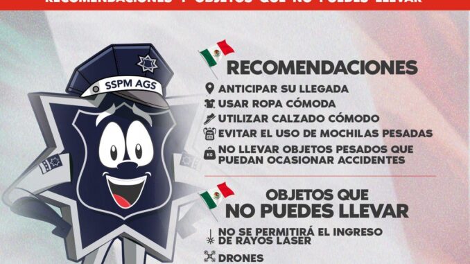 Exhorta la SSPM a la población a evitar introducir objetos prohibidos al área del Grito de Independencia