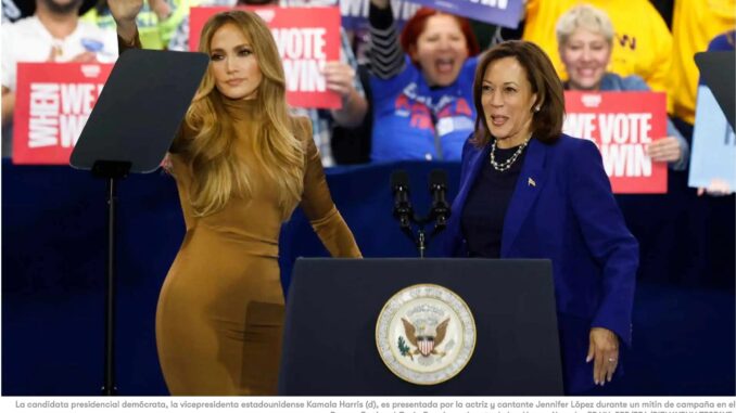 JLO impulsa campaña de Kamala Harris y llama al voto latino en Las Vegas