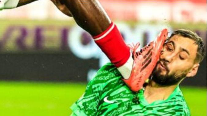Así quedó el rostro de Donnarumma tras pisotón