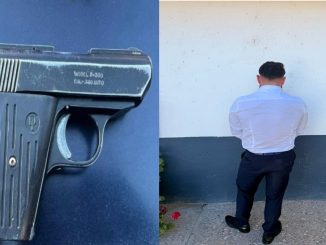 Elementos de la SSPM de Aguascalientes detienen a una persona en Jardines de la Asunción, por la presunta portación de un arma de fuego