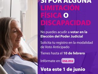Personas con discapacidad o impedidas físicamente para acudir a su casilla, podrán votar anticipadamente