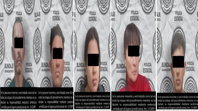 Capturan efectivos de la Policía Estatal a cinco presuntos distribuidores de droga en Jesús María