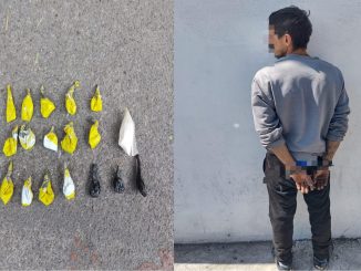 Con aproximadamente diez gramos de cristal, una persona del sexo masculino fue detenida por elementos de la SSPM de Aguascalientes