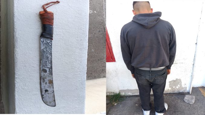 Policías de la SSPM de Aguascalientes detienen a un sujeto por portación de arma prohibida
