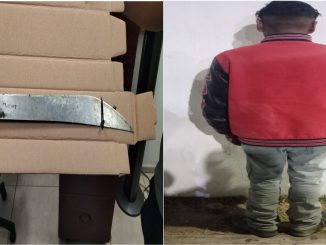 Con un machete de aproximadamente 60 centímetros de largo, una persona del sexo masculino fue detenida en el fraccionamiento Periodistas por Policías de la SSPM de Aguascalientes