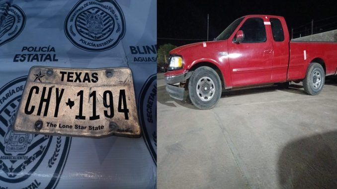 Aseguran camioneta xon placas sobre puestas