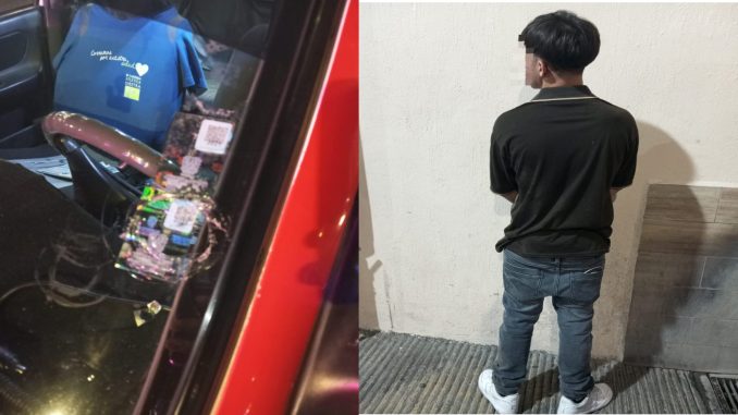 Policías de la Secretaría de Seguridad Pública Municipal de Aguascalientes detiene a una persona por el delito de daño en las cosas