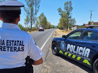 Elementos de la Policía Estatal detienen a una persona por uso de Licencia falsa