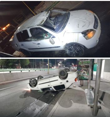 Policía Vial atiende volcadura en Av. Convención