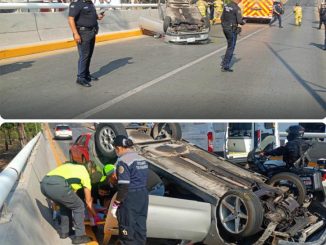 Policía Vial atiende volcadura sobre Av. Aguascalientes