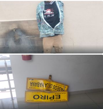 Policía Municipal detiene a hombre por daños a nomenclatura de calles