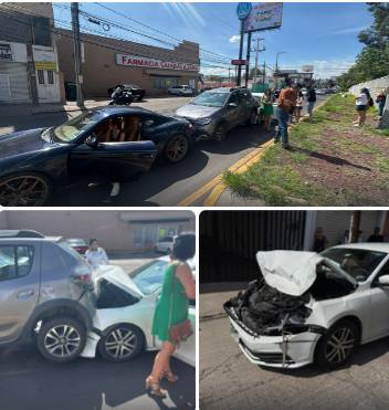 Policía vial atiende accidente tipo carambola entre tres vehículos