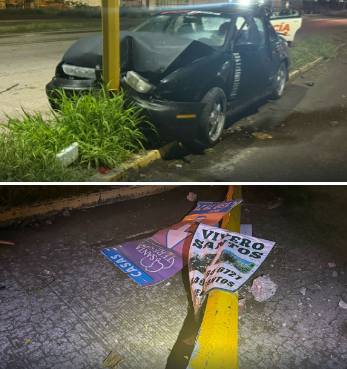 Policía Vial atiende percance que dejó daño en infraestructura pública